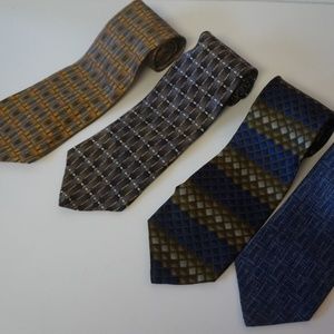 Lot of 4 Men's Neck Ties Blue Brown
